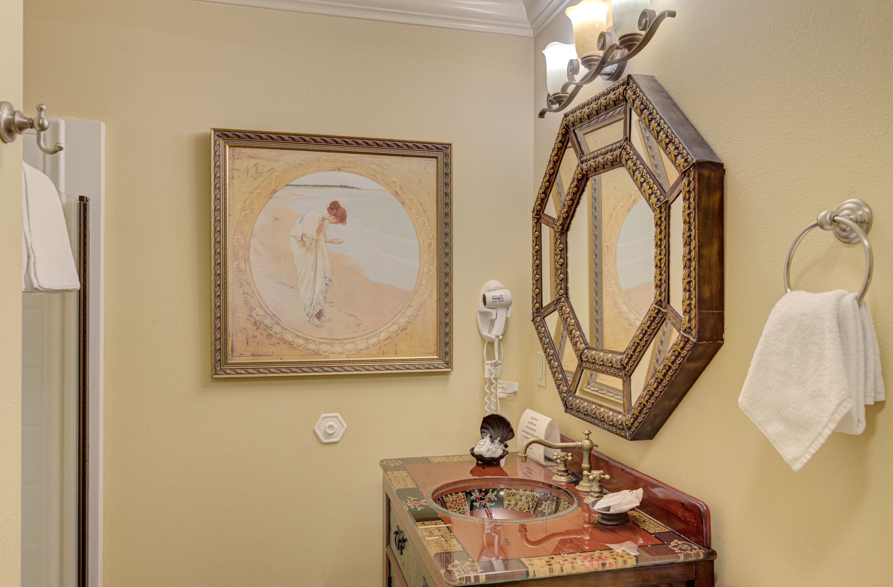 free toiletries, hair dryer, towels