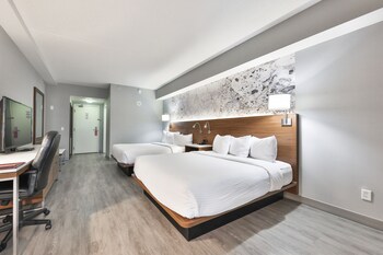 Standard Room, 2 Queen Beds | In-room safe, desk, iron/ironing board, cribs/infant beds at Admiral Inn Mississauga Toronto