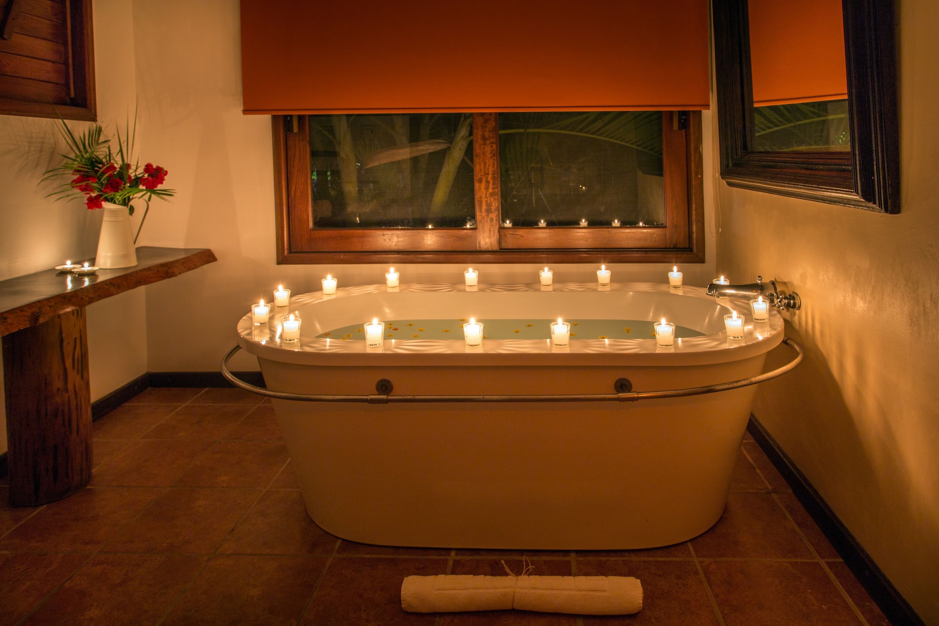 shower, rainfall showerhead, designer toiletries, hair dryer