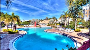 3 outdoor pools, pool umbrellas, pool loungers