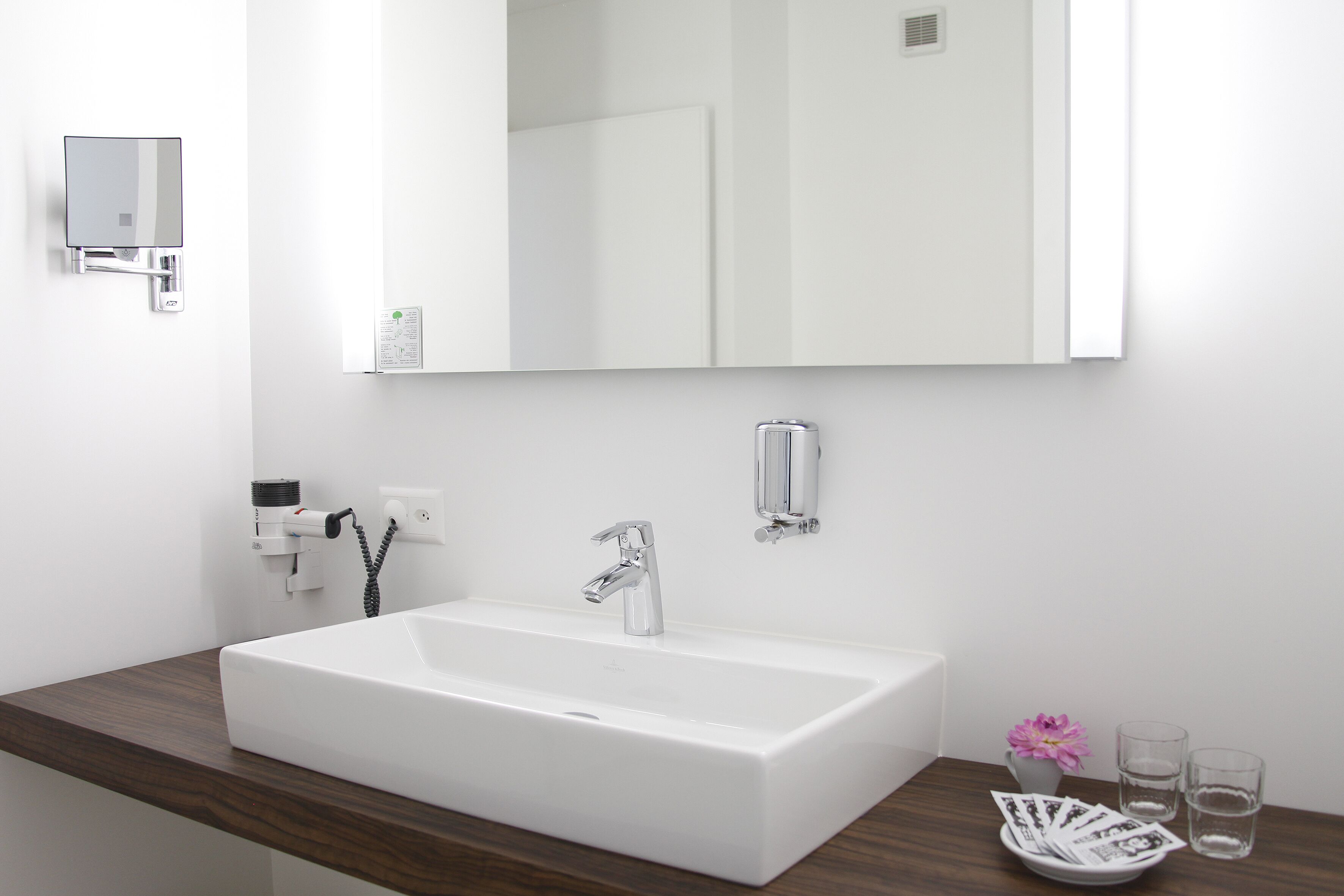 free toiletries, hair dryer, towels, soap