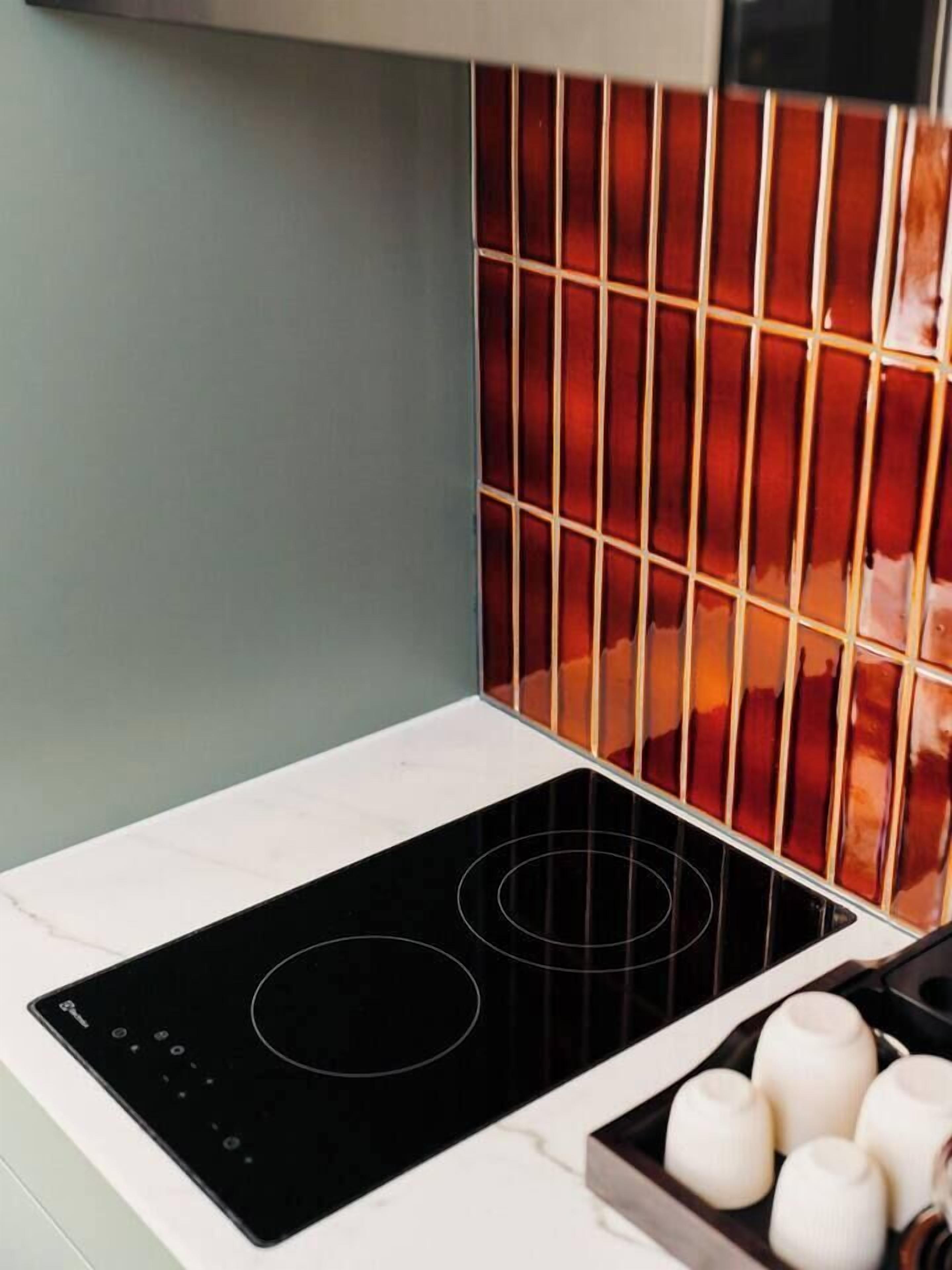 full-sized fridge, microwave, espresso maker, electric kettle