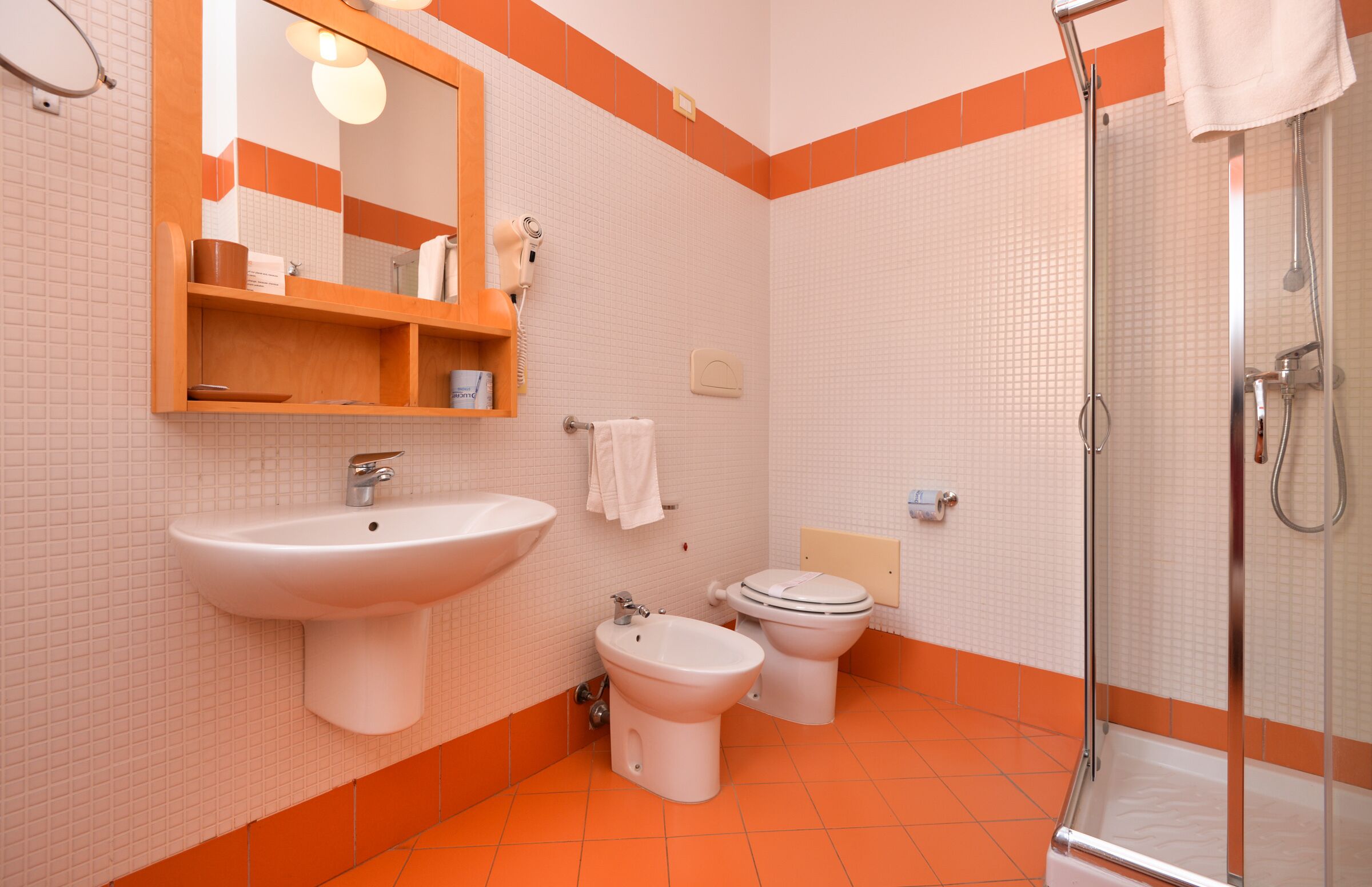 family room | bathroom | free toiletries, hair dryer, bidet, towels