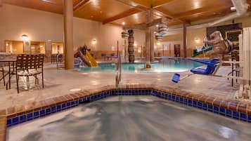 Indoor pool, open 7:00 AM to 10:00 PM, sun loungers