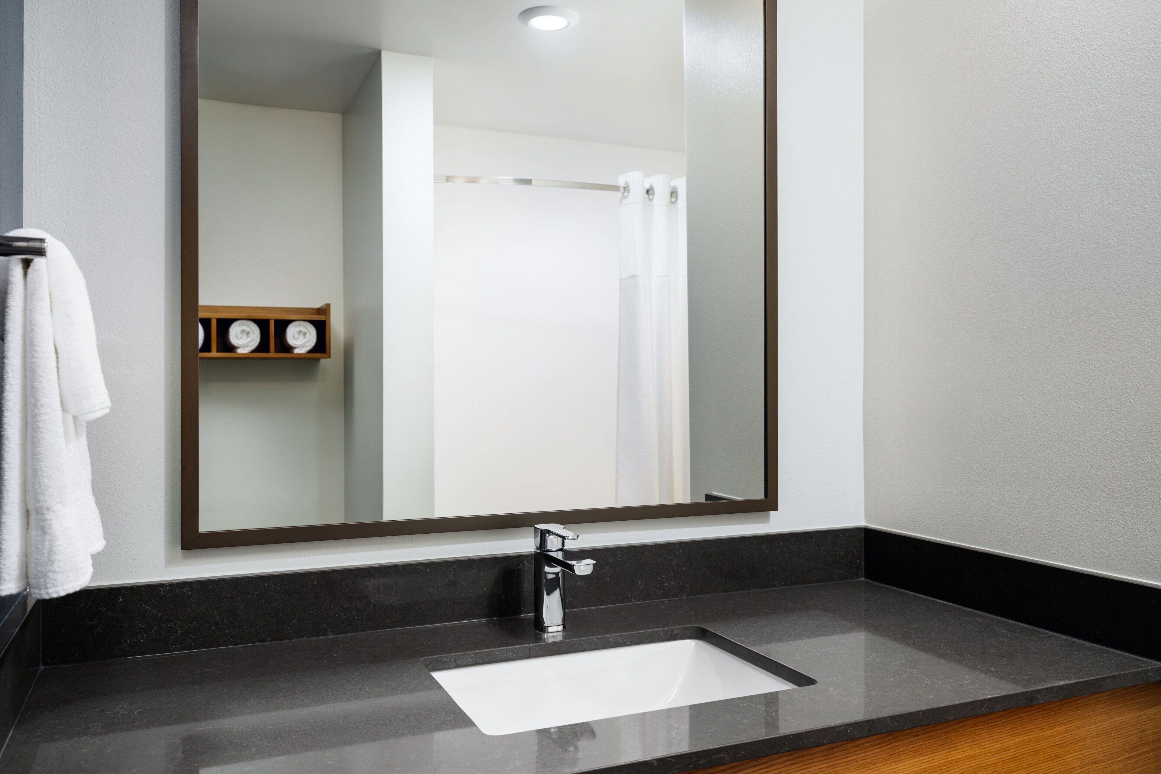 premium bedding, desk, blackout curtains, iron/ironing board