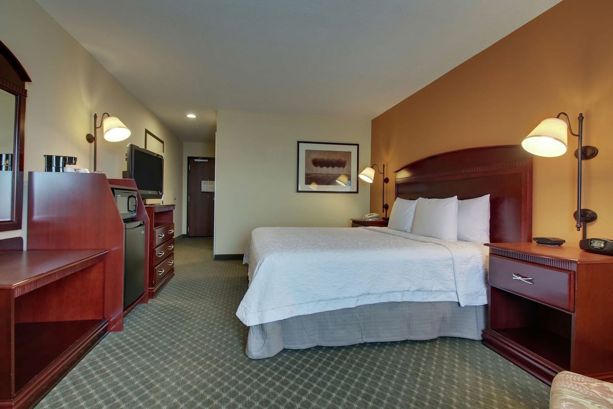 Hypo-allergenic bedding, pillowtop beds, desk, laptop workspace