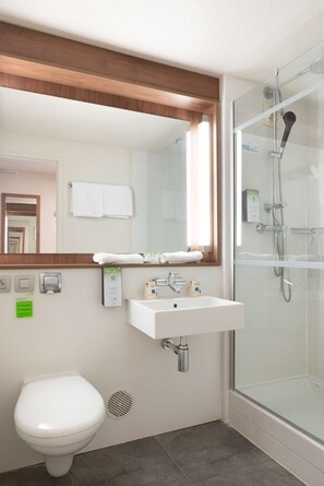 Milieuvriendelijke toiletartikelen, een haardroger, handdoeken