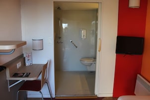 Desk, laptop workspace, blackout drapes, free WiFi