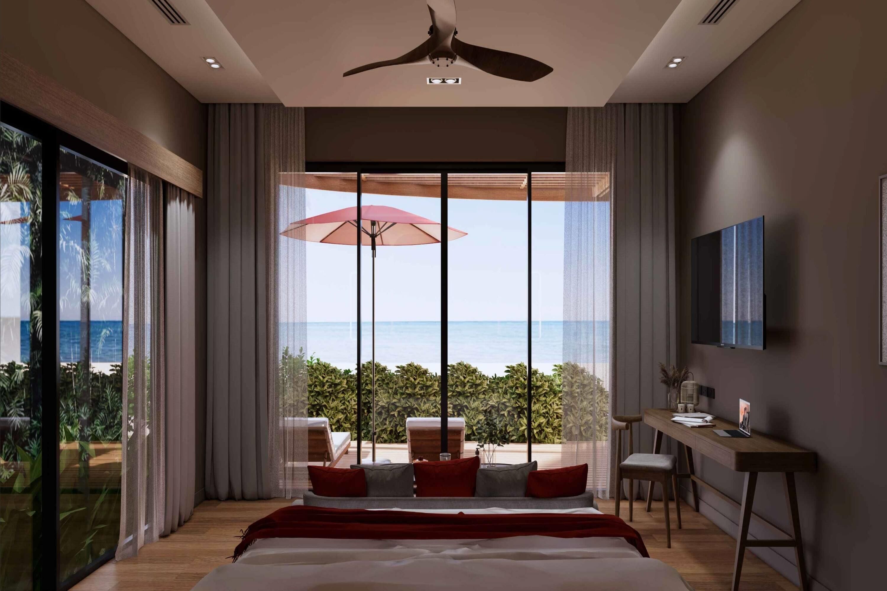 Villa, 1 King Bed, Oceanfront | In-room safe, desk, soundproofing, iron/ironing board