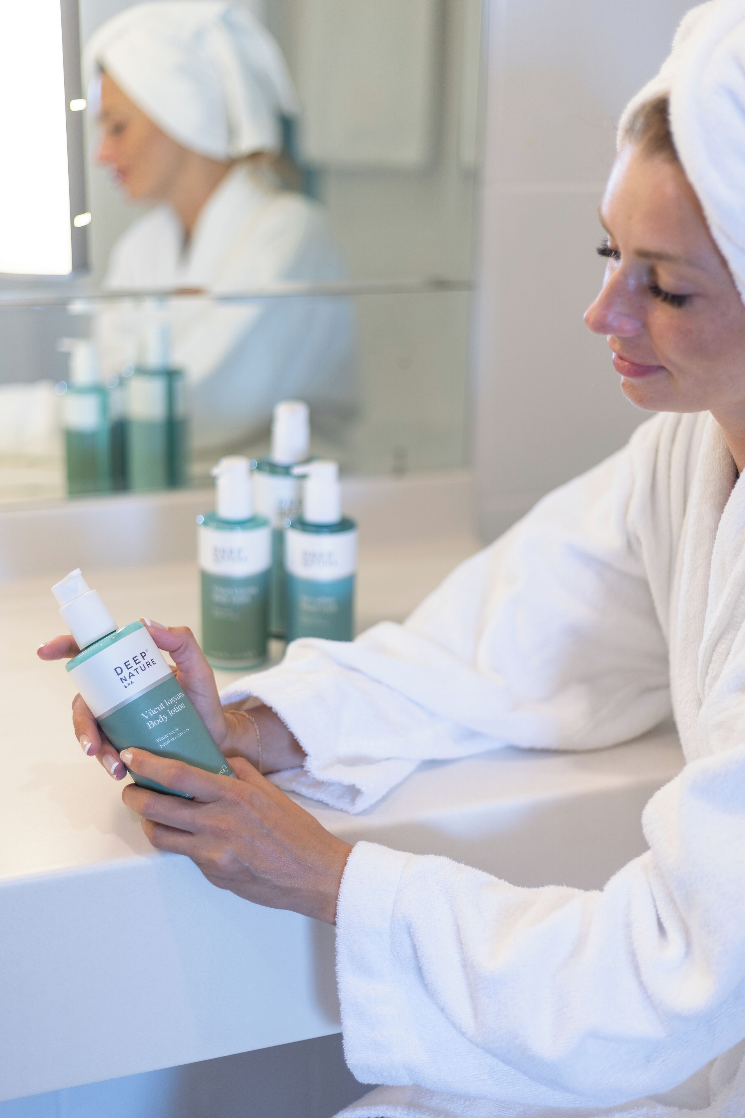 rainfall showerhead, eco-friendly toiletries, hair dryer, slippers