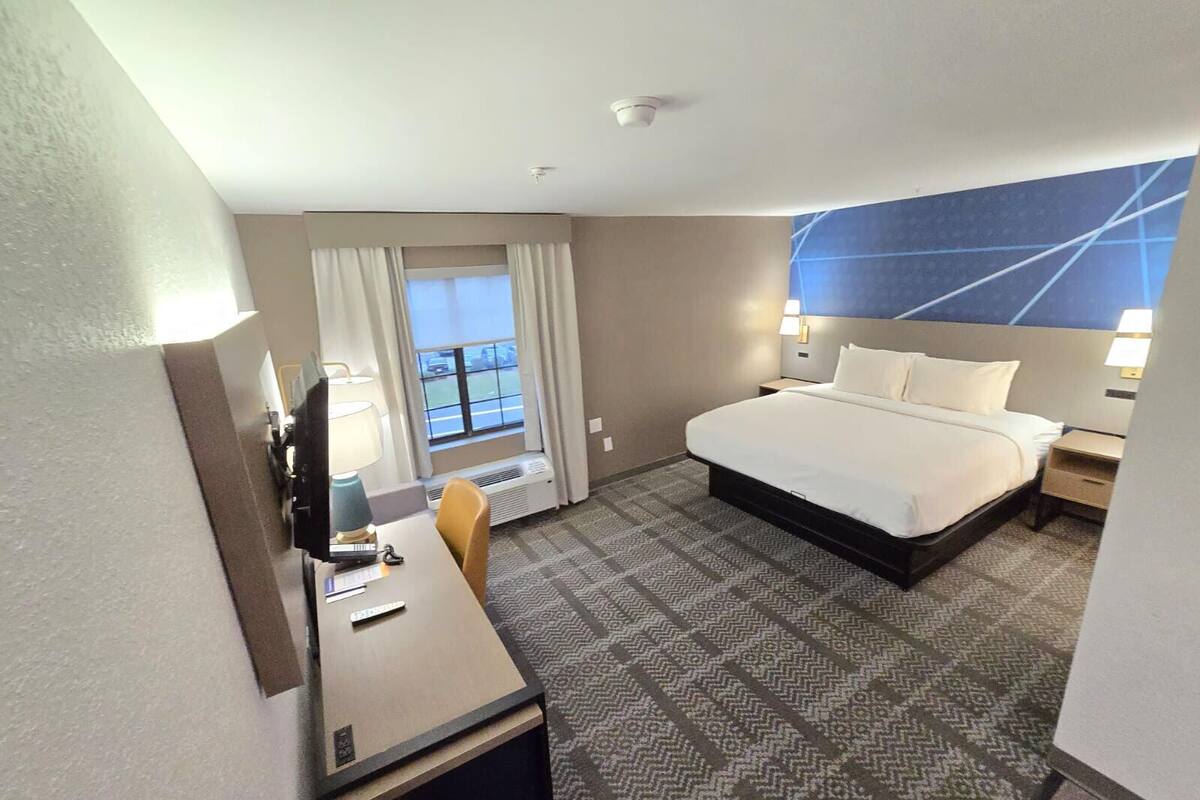 room, 1 king bed, non smoking | 1 bedroom, desk, laptop workspace, iron/ironing board