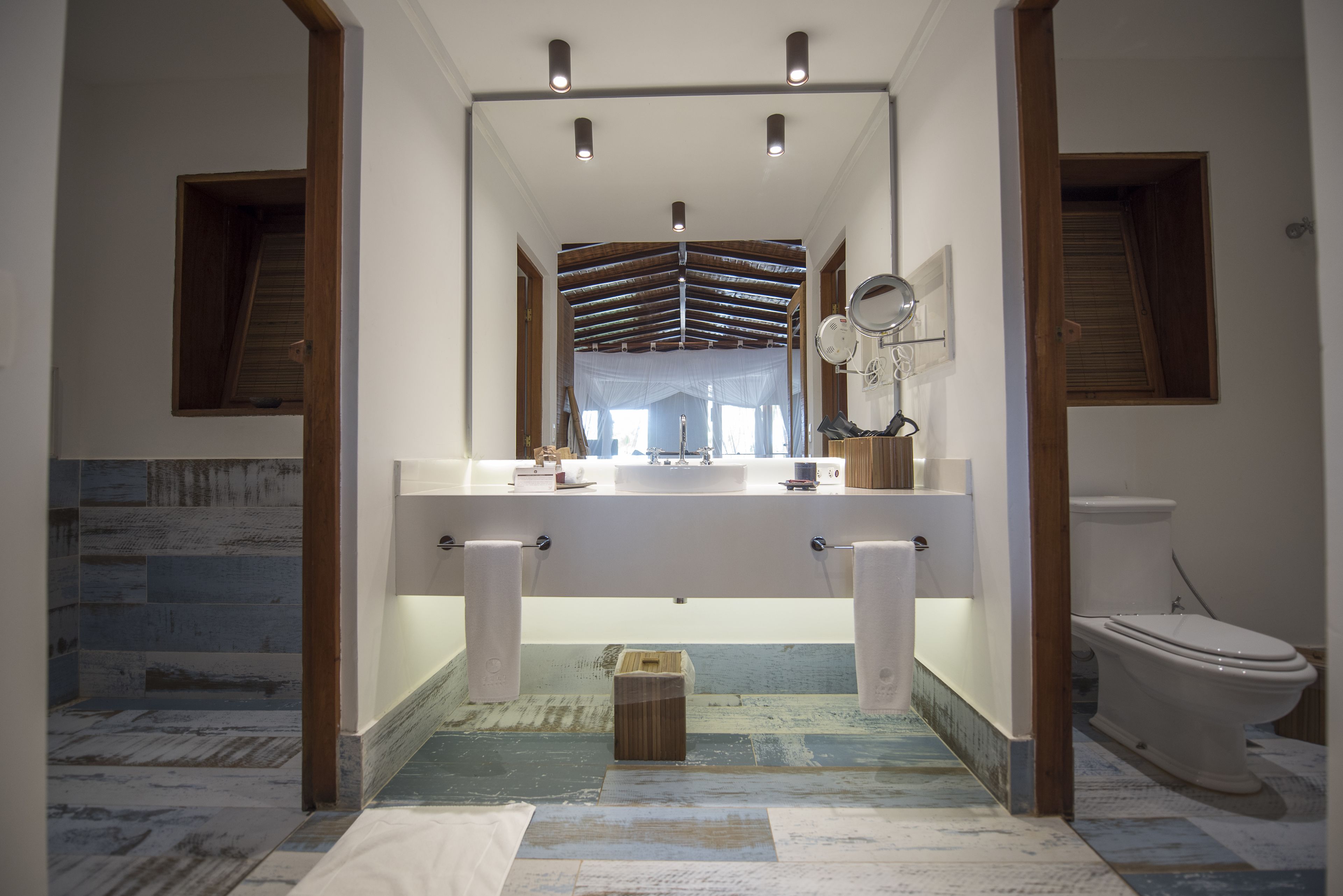 free toiletries, hair dryer, bathrobes, towels