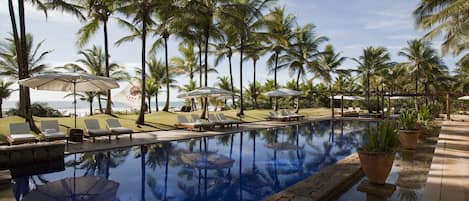 5 outdoor pools, pool umbrellas