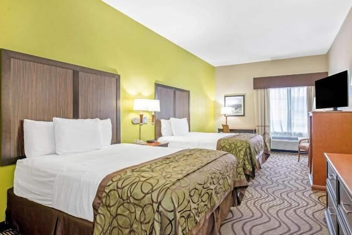 Premium bedding, desk, blackout drapes, iron/ironing board