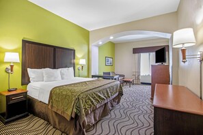 Premium bedding, desk, blackout curtains, iron/ironing board