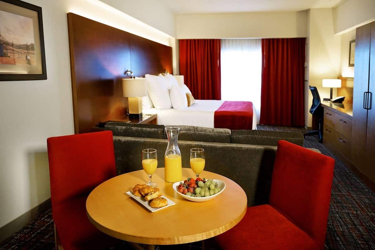 In-room safe, desk, laptop workspace, blackout drapes