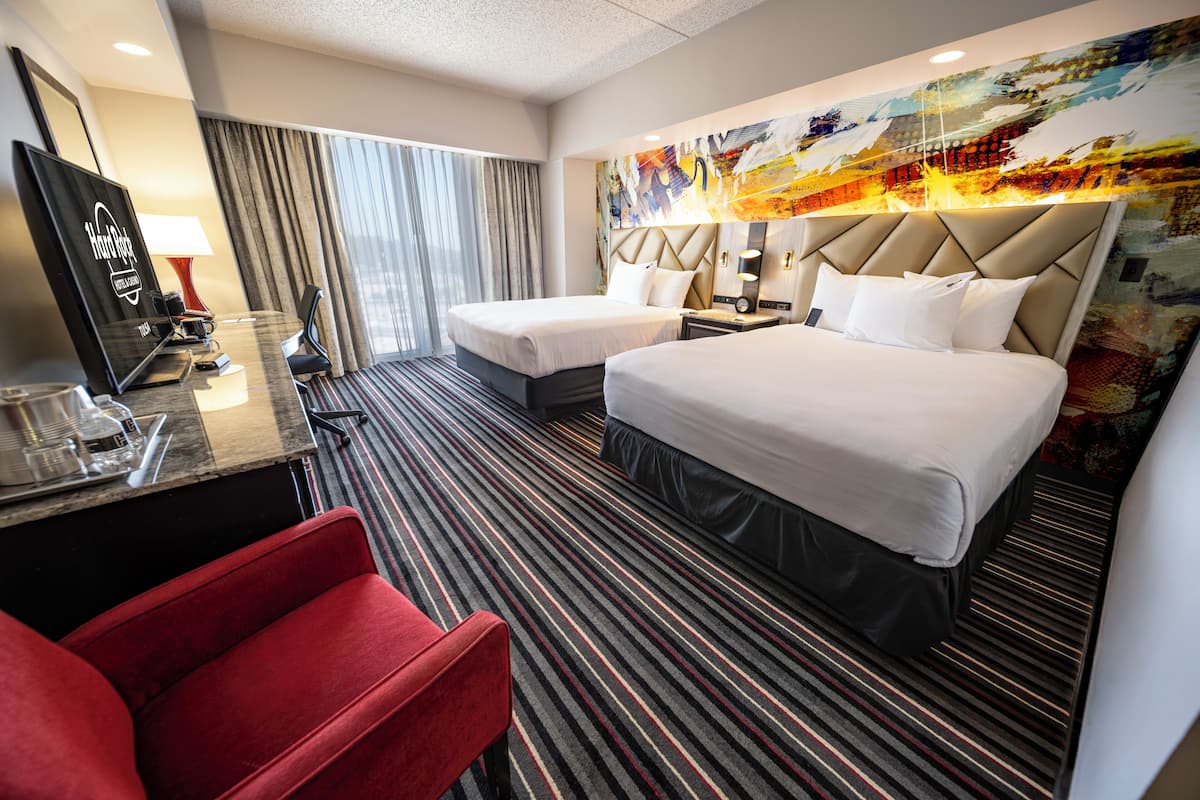 Room, 2 Queen Beds, Tower (Hard Rock) | In-room safe, desk, laptop workspace, blackout curtains