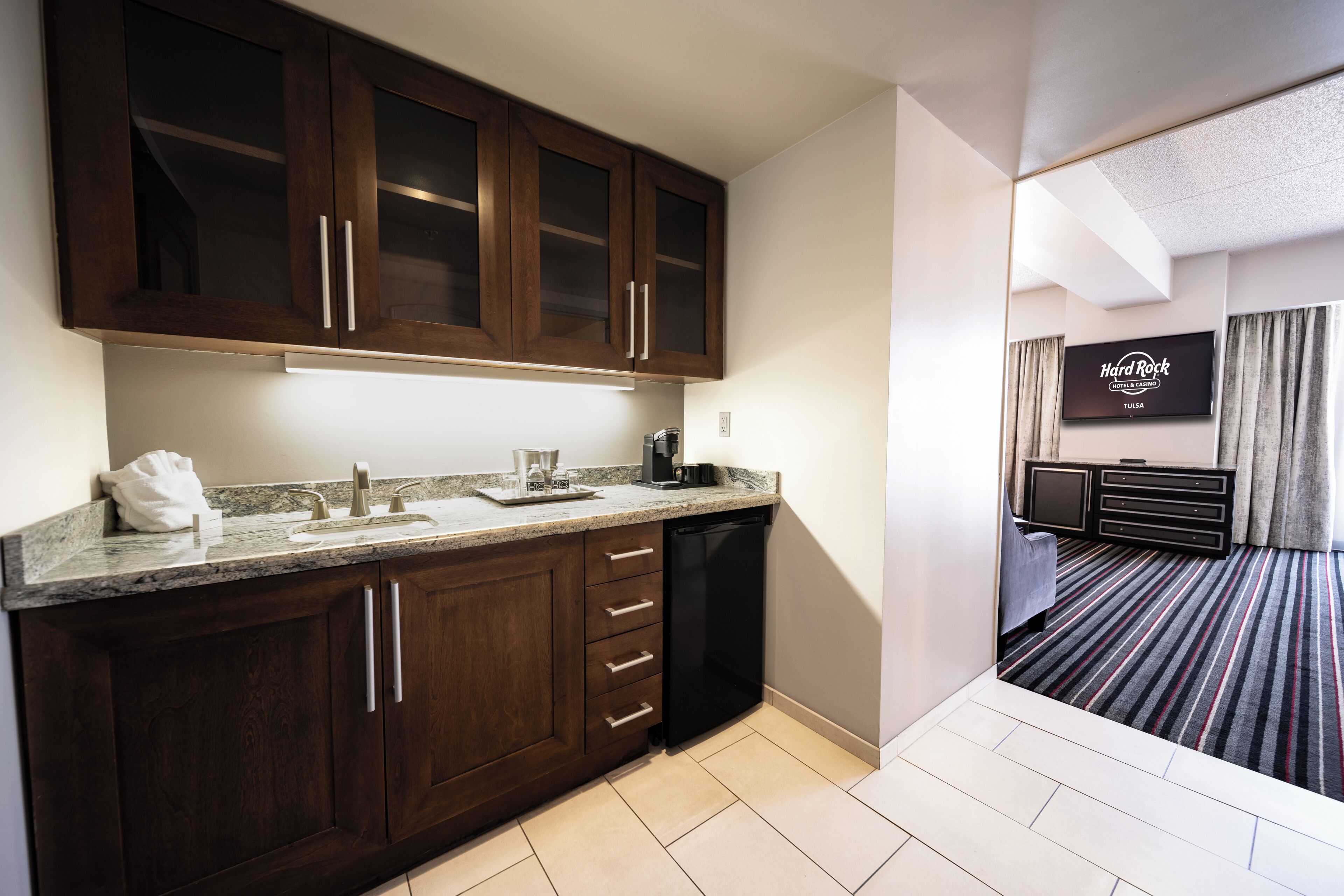 suite, 2 queen beds, tower (hard rock) | in-room safe, desk, laptop workspace, blackout curtains