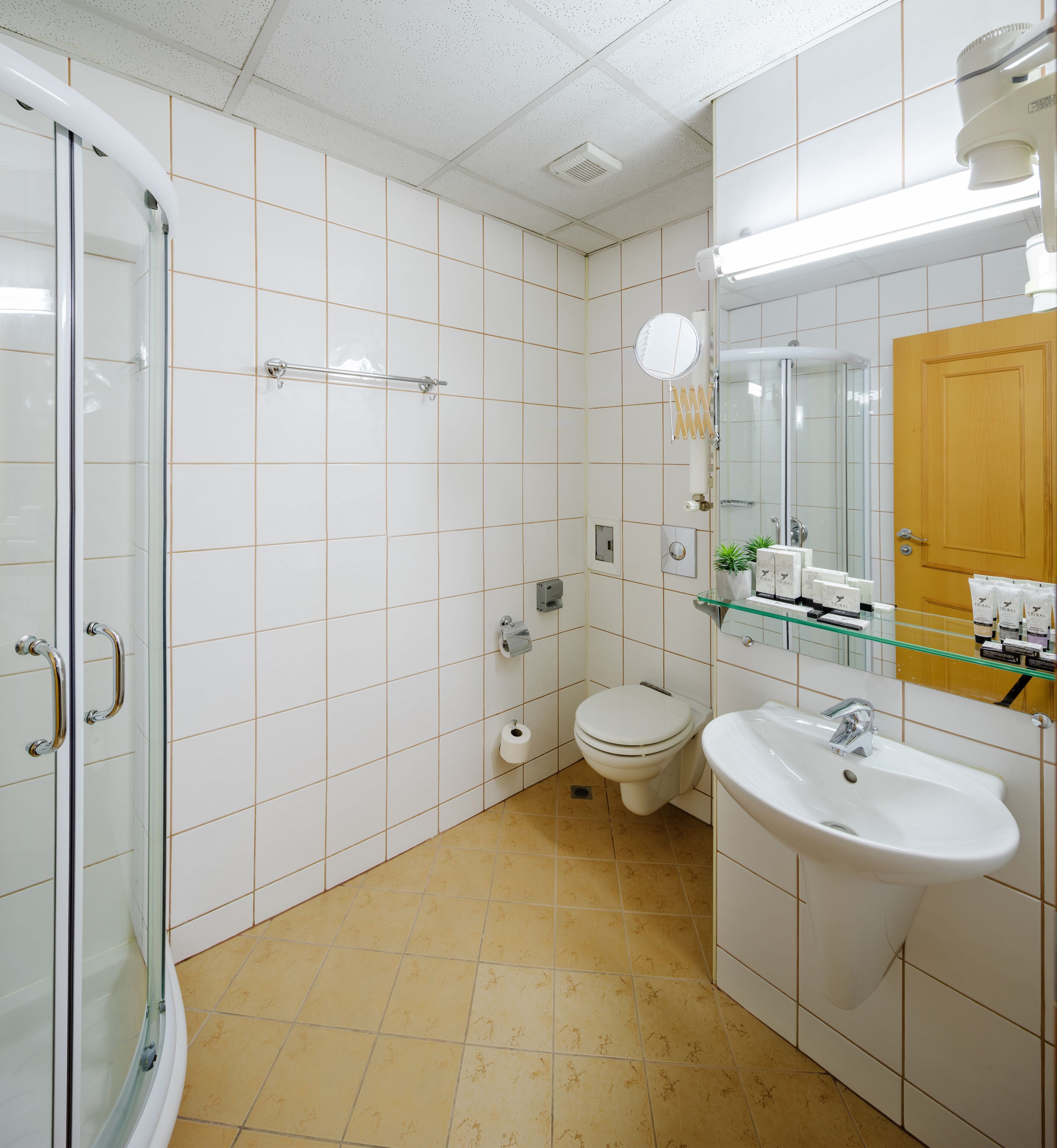 executive studio suite | bathroom | shower, free toiletries, hair dryer, towels