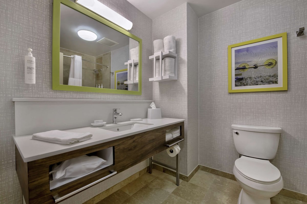 free toiletries, hair dryer, towels