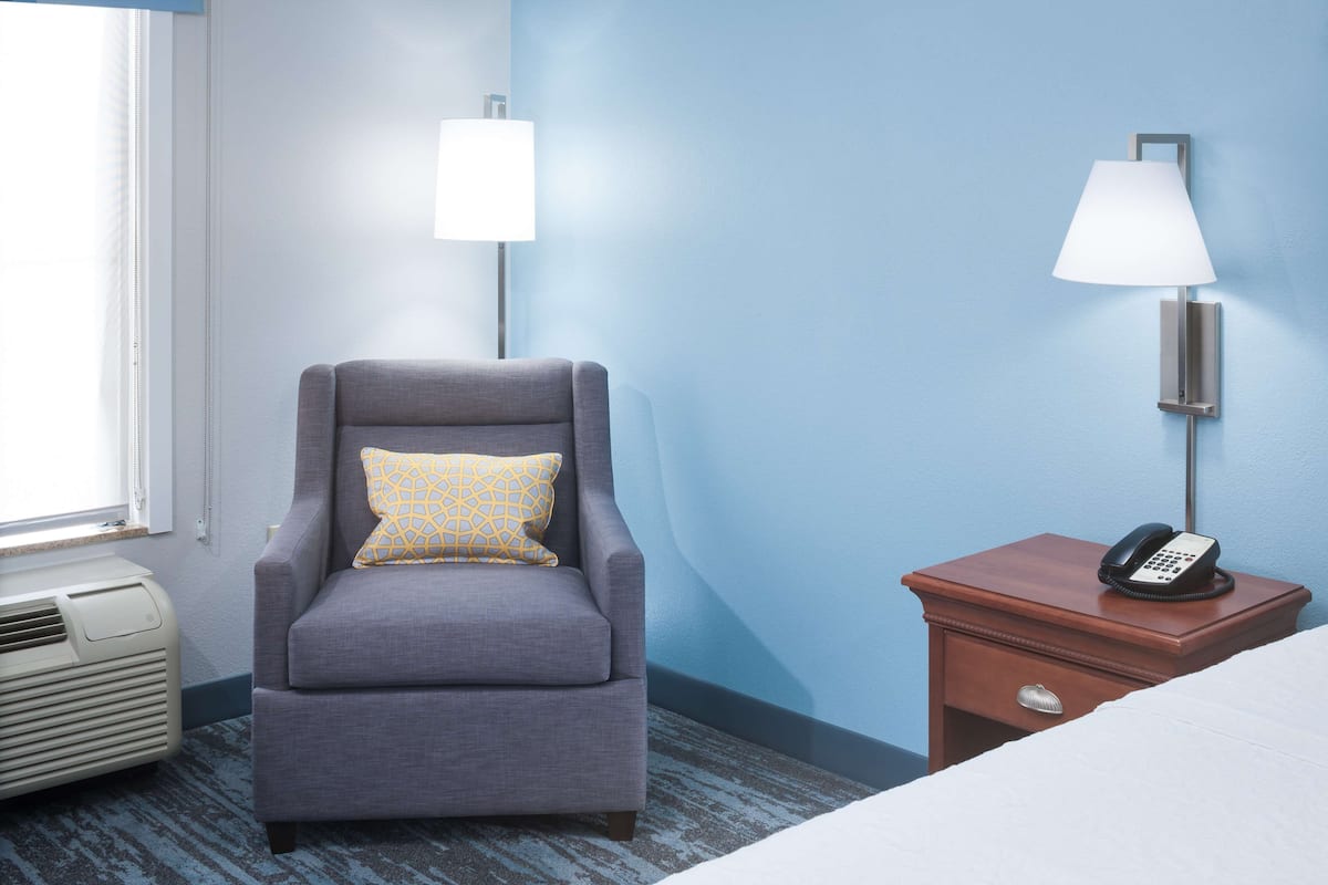 Premium bedding, desk, blackout curtains, iron/ironing board
