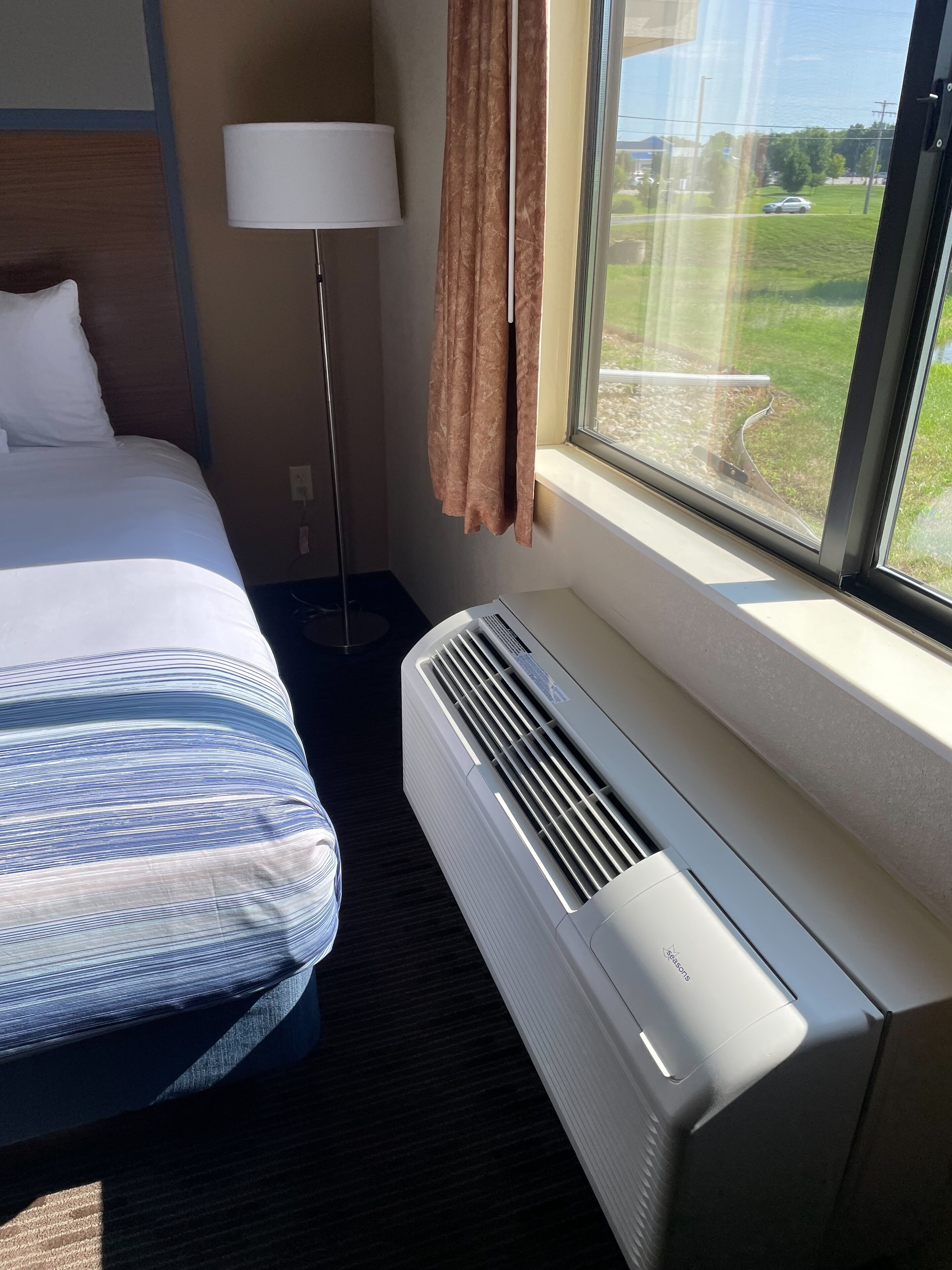 desk, blackout curtains, soundproofing, iron/ironing board