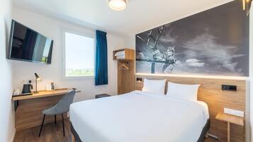 Premium bedding, desk, blackout curtains, soundproofing