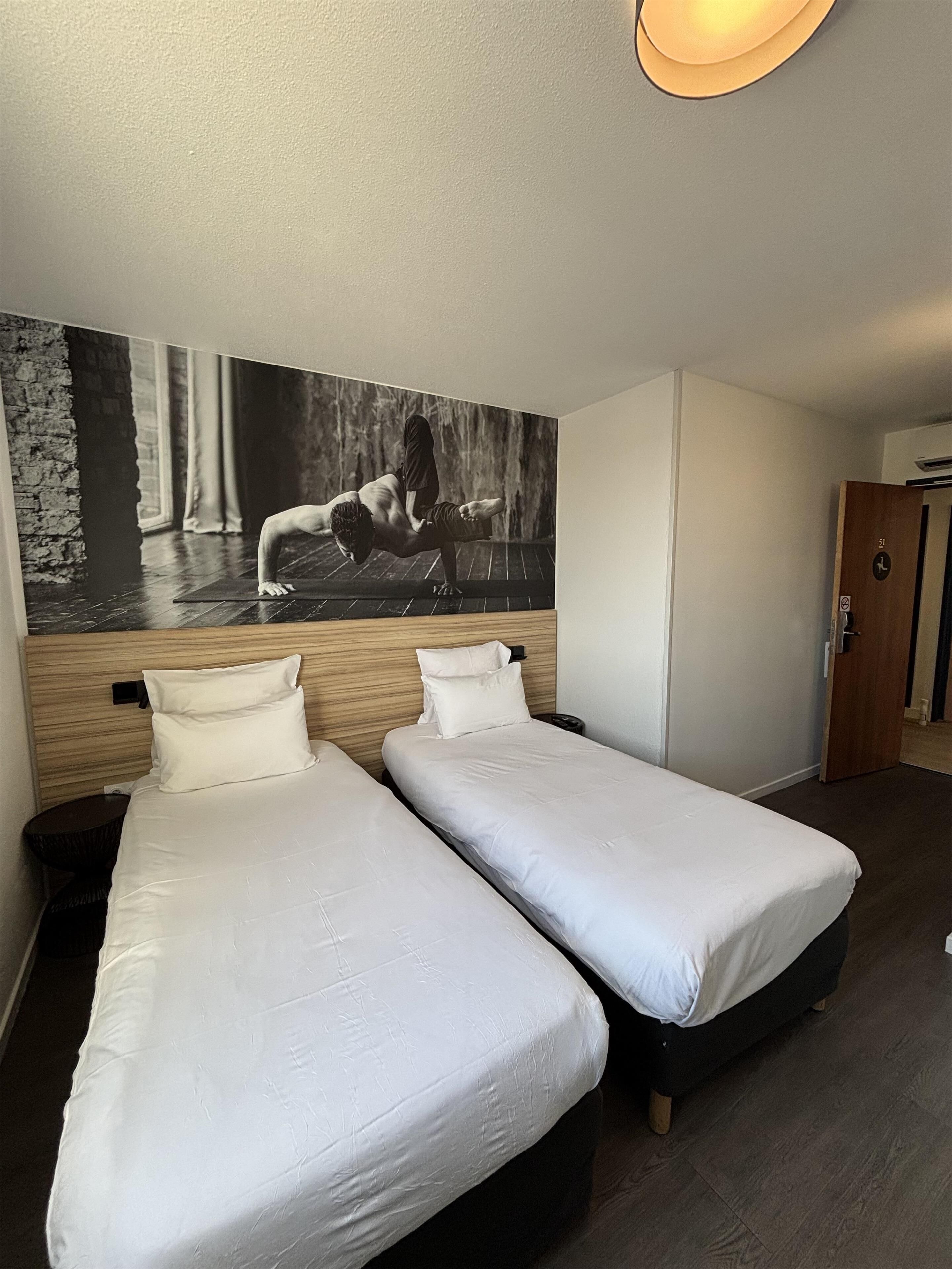 Premium bedding, desk, blackout curtains, soundproofing