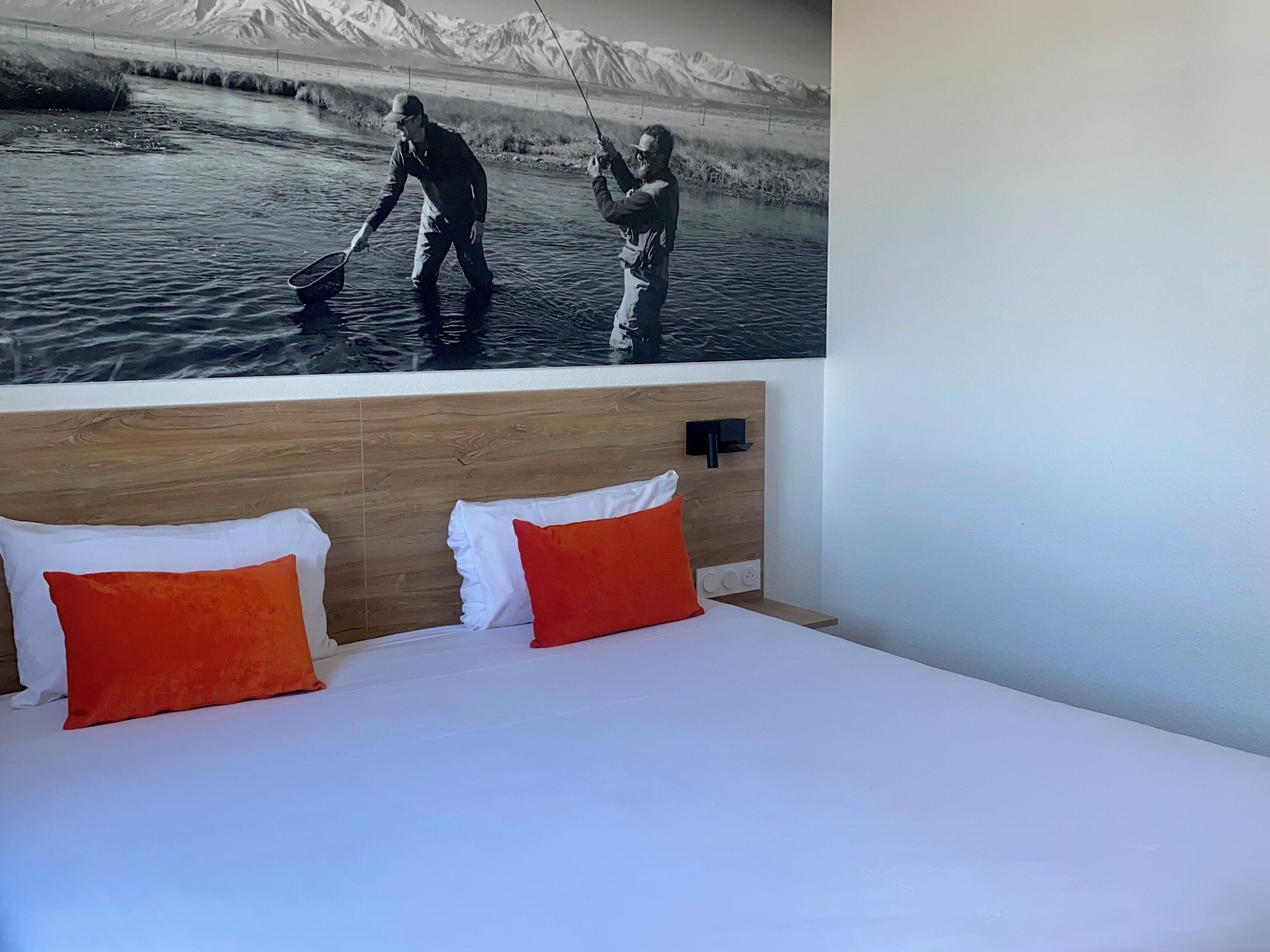 comfort family room | premium bedding, desk, blackout curtains, soundproofing