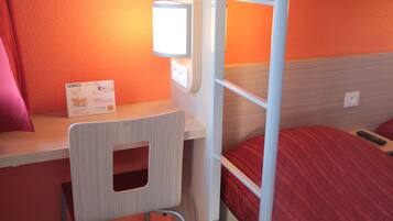 Desk, blackout curtains, soundproofing, free WiFi