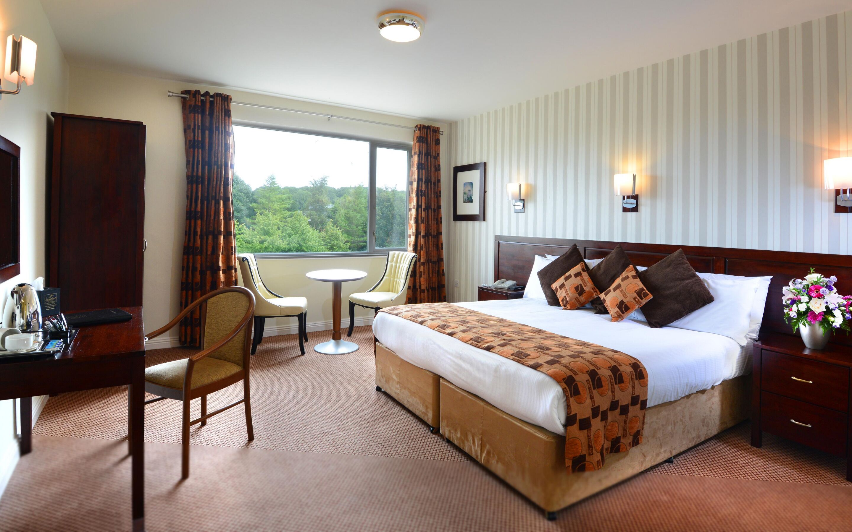 1 bedroom, desk, blackout curtains, iron/ironing board