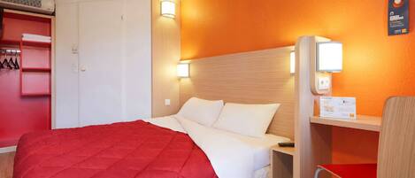 Premium bedding, desk, free WiFi, bed sheets