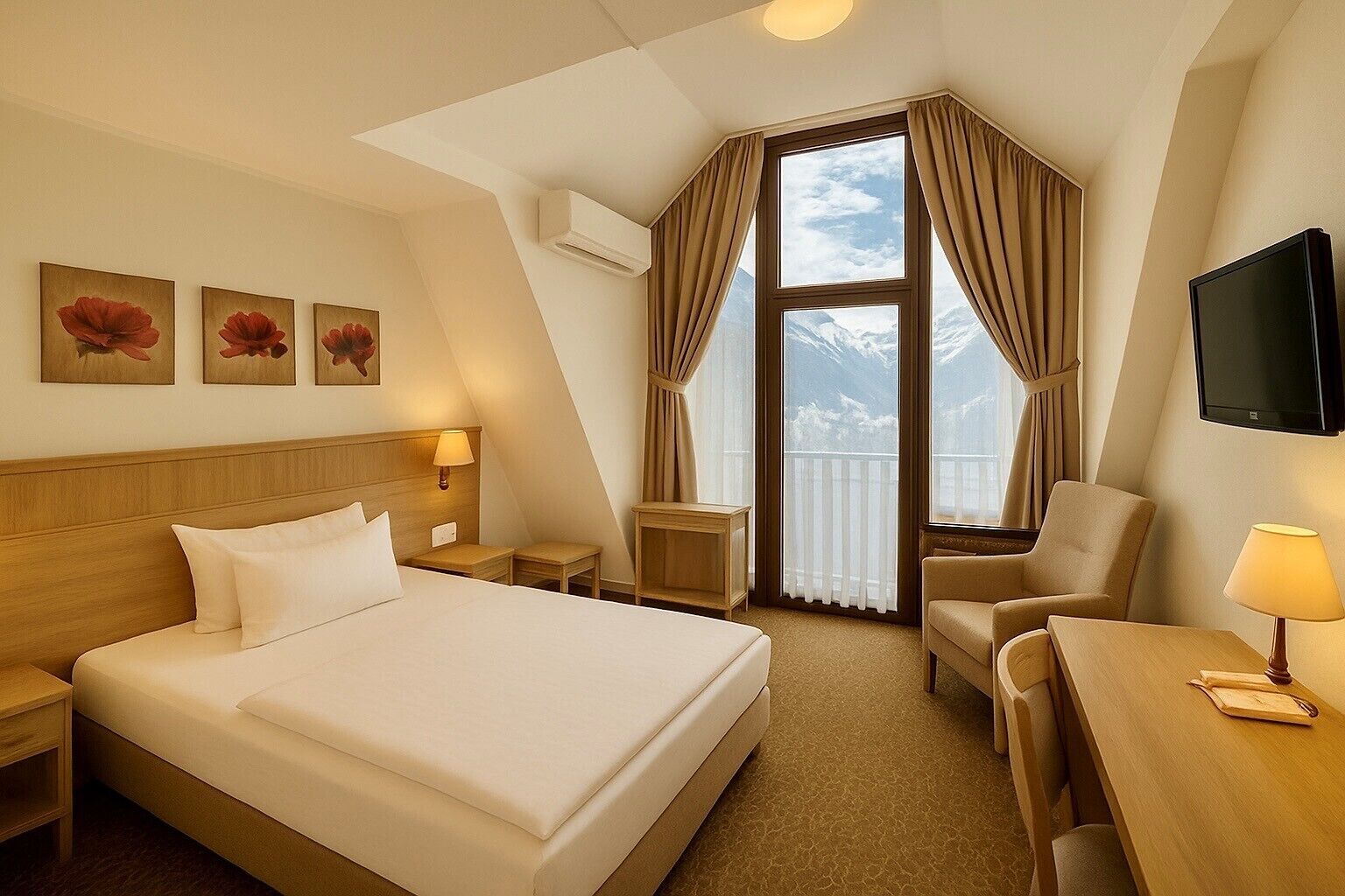 Hypo-allergenic bedding, in-room safe, desk, laptop workspace