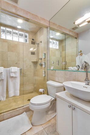 Shower, hair dryer, towels - The Golden Arm (Chicago)