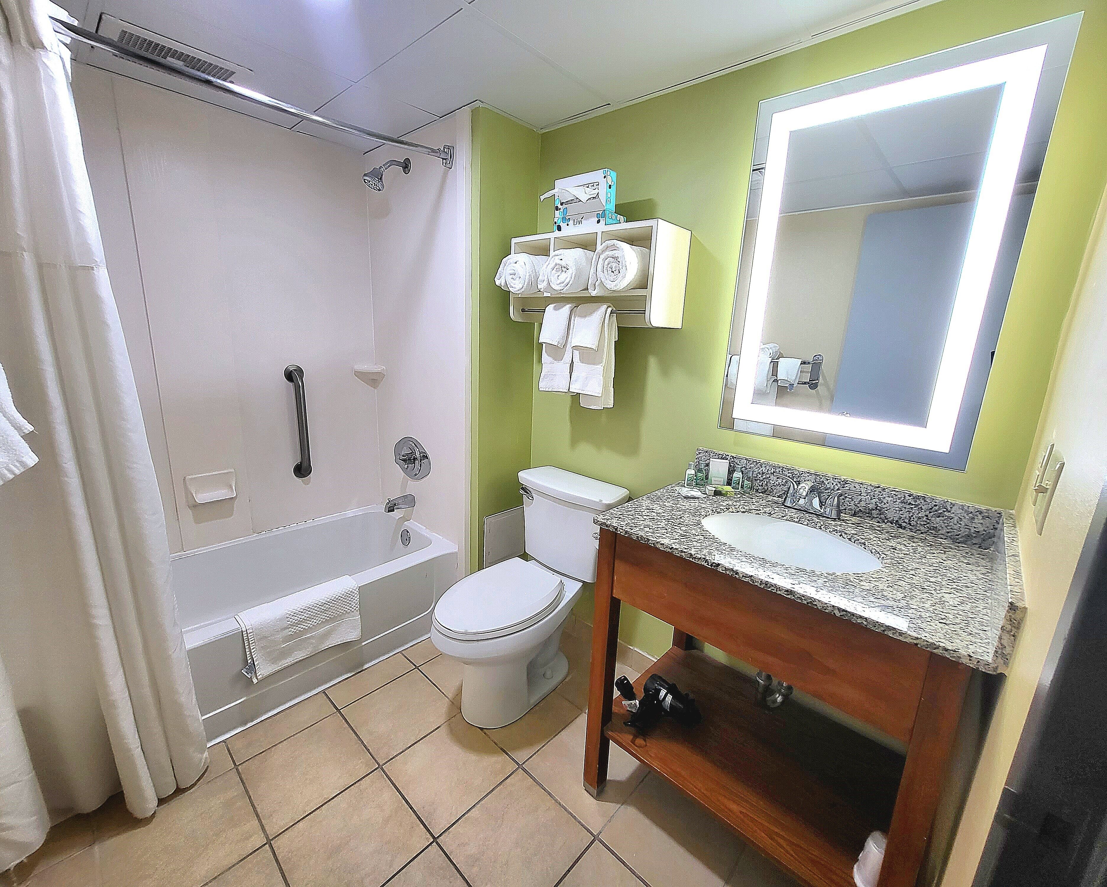 deluxe room, 1 king bed with sofa bed, balcony, ocean view | bathroom | free toiletries, hair dryer, towels, soap