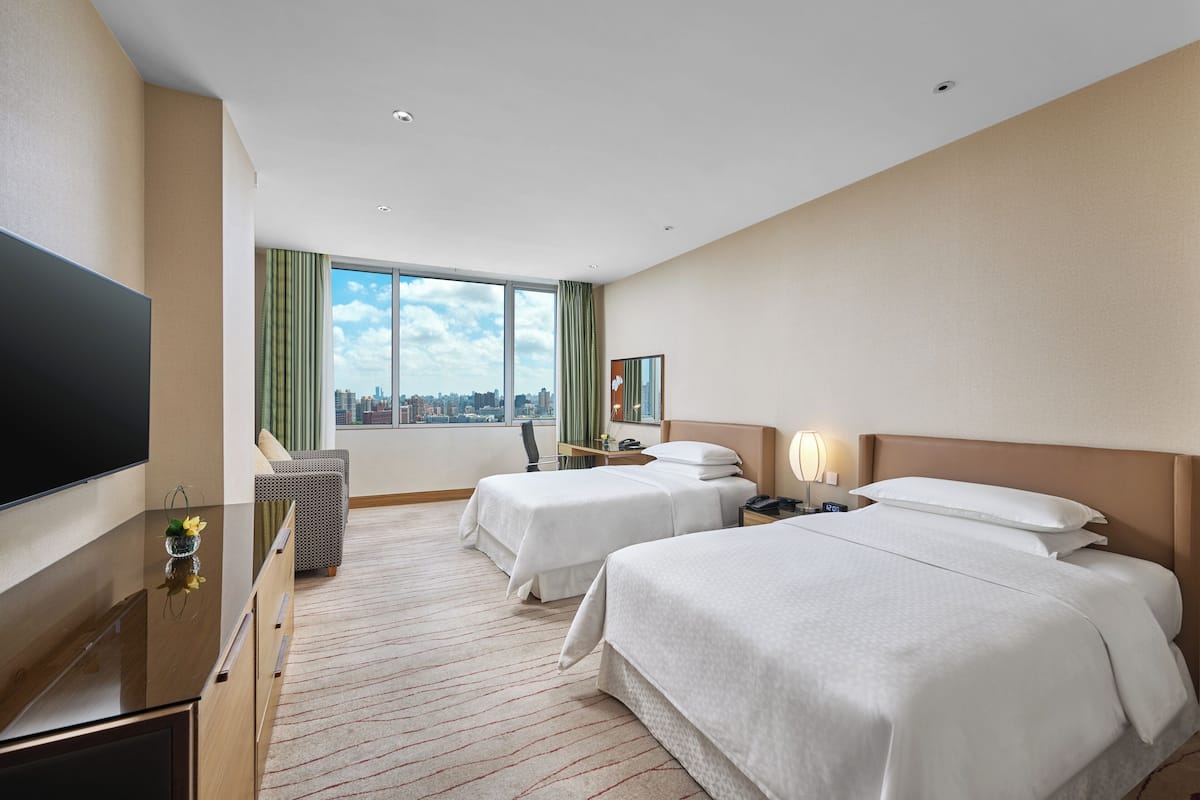 Room, 2 Double Beds, City View | 1 bedroom, premium bedding, minibar, in-room safe