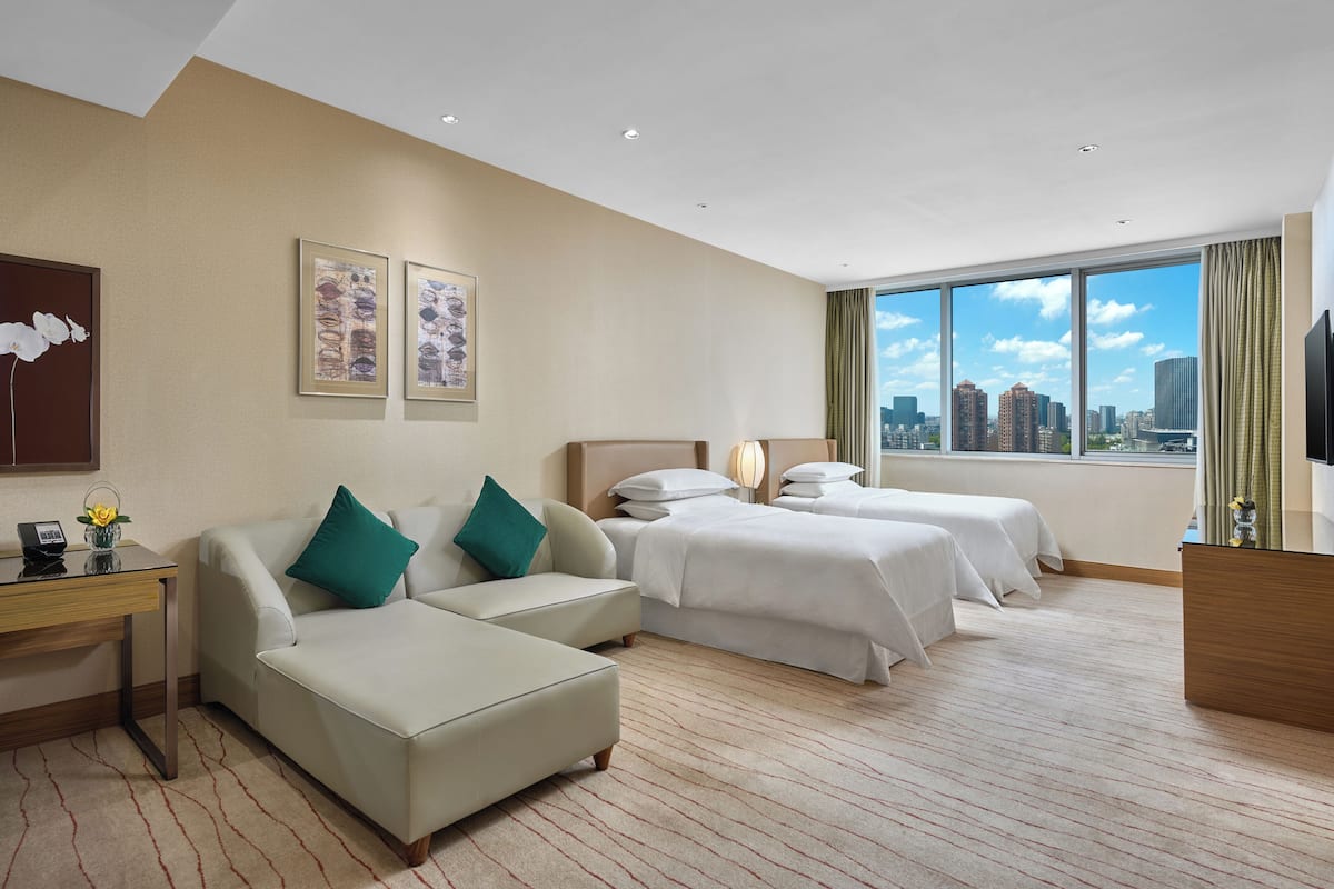 Room, 2 Double Beds, City View | 1 bedroom, premium bedding, minibar, in-room safe