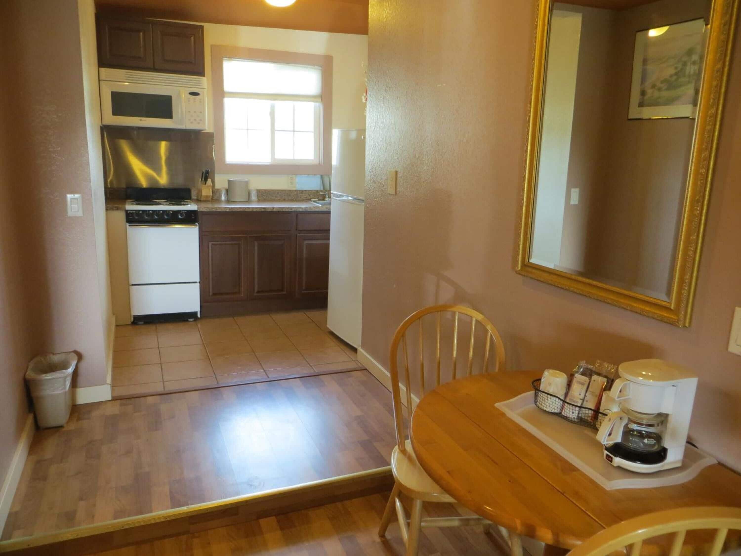 Fridge, microwave, coffee/tea maker