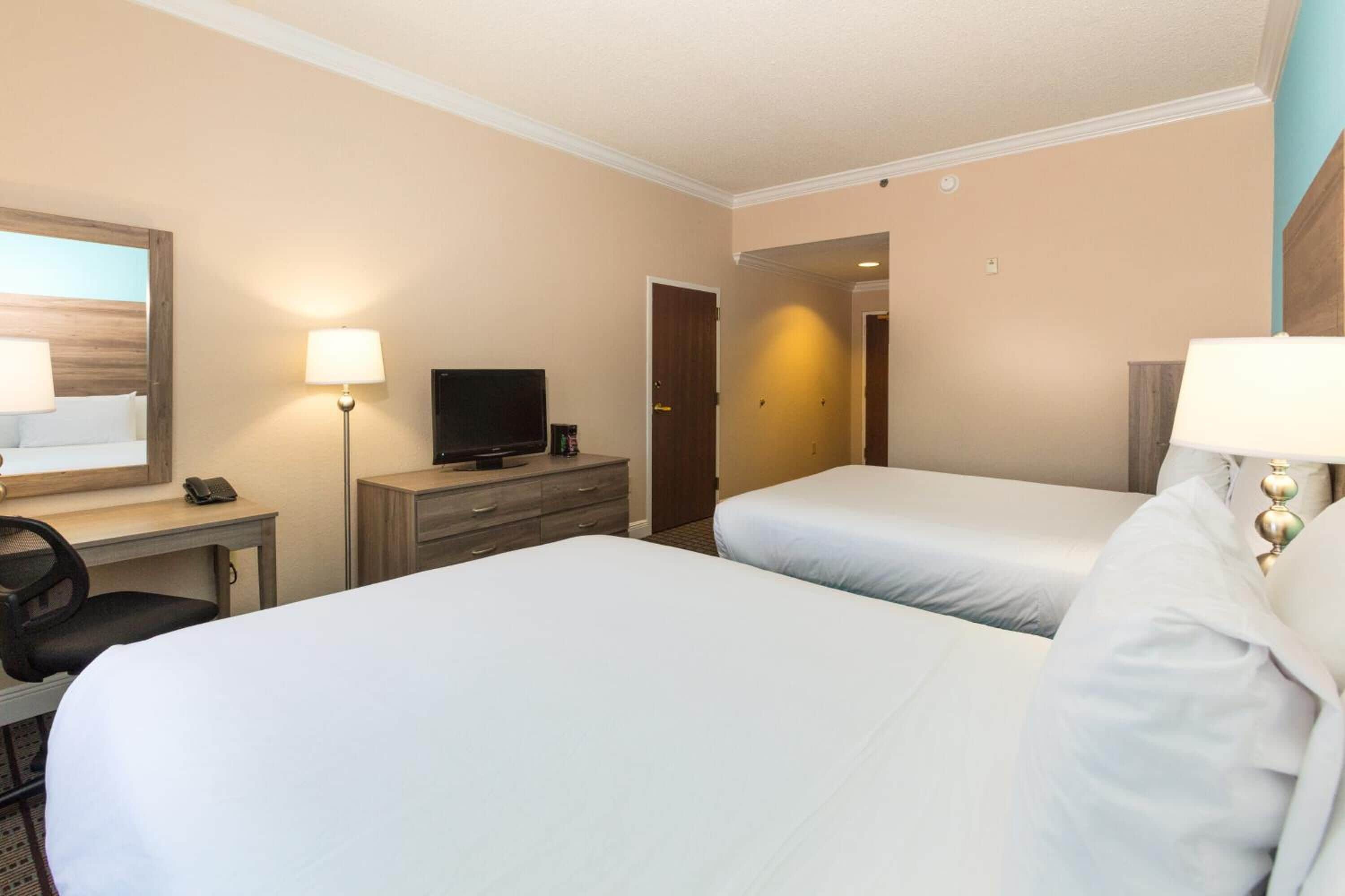 hypo-allergenic bedding, desk, laptop workspace, iron/ironing board