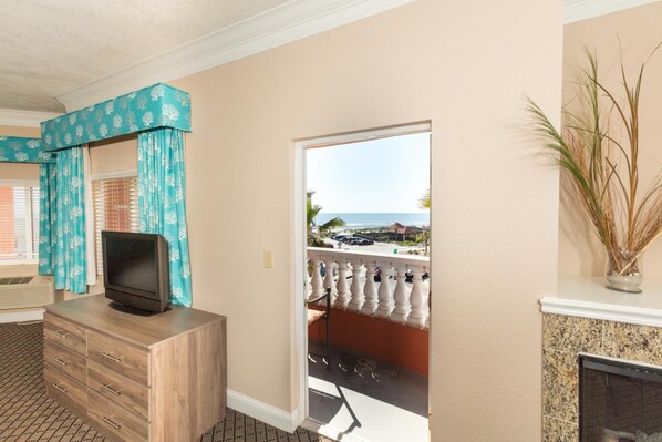 32-inch flat-screen TV with satellite channels, TV