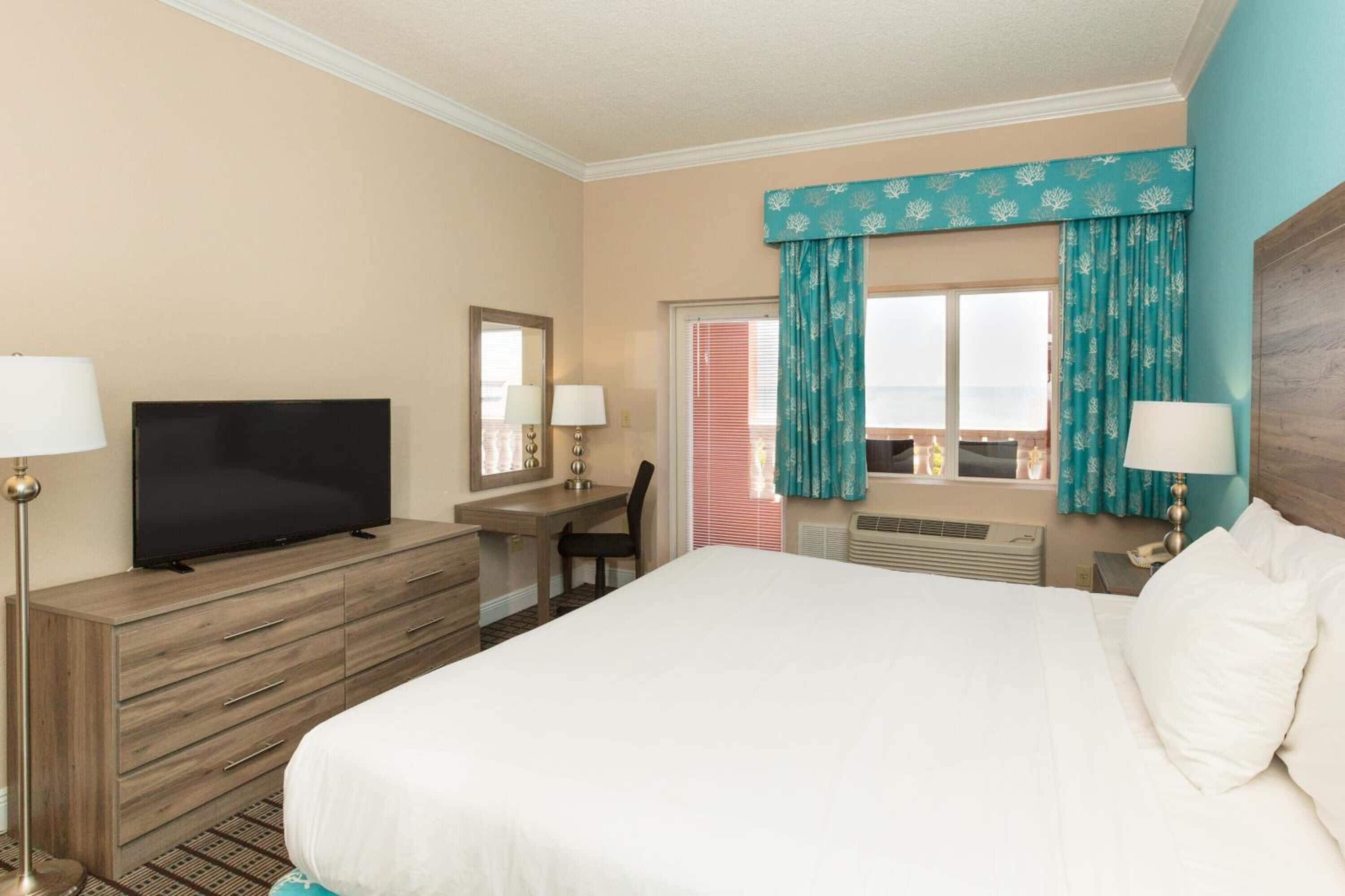 hypo-allergenic bedding, desk, laptop workspace, iron/ironing board