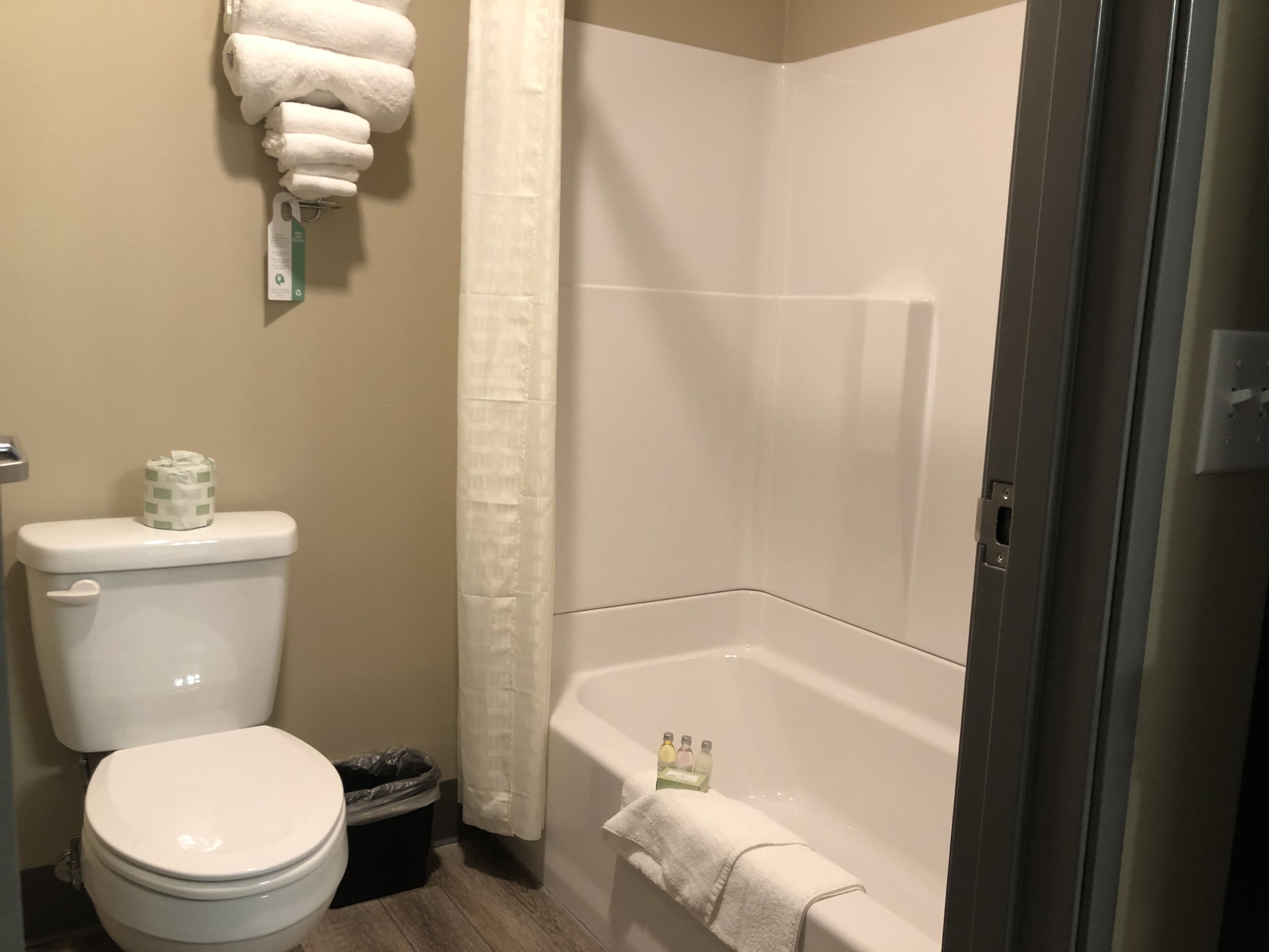 free toiletries, hair dryer, towels, soap