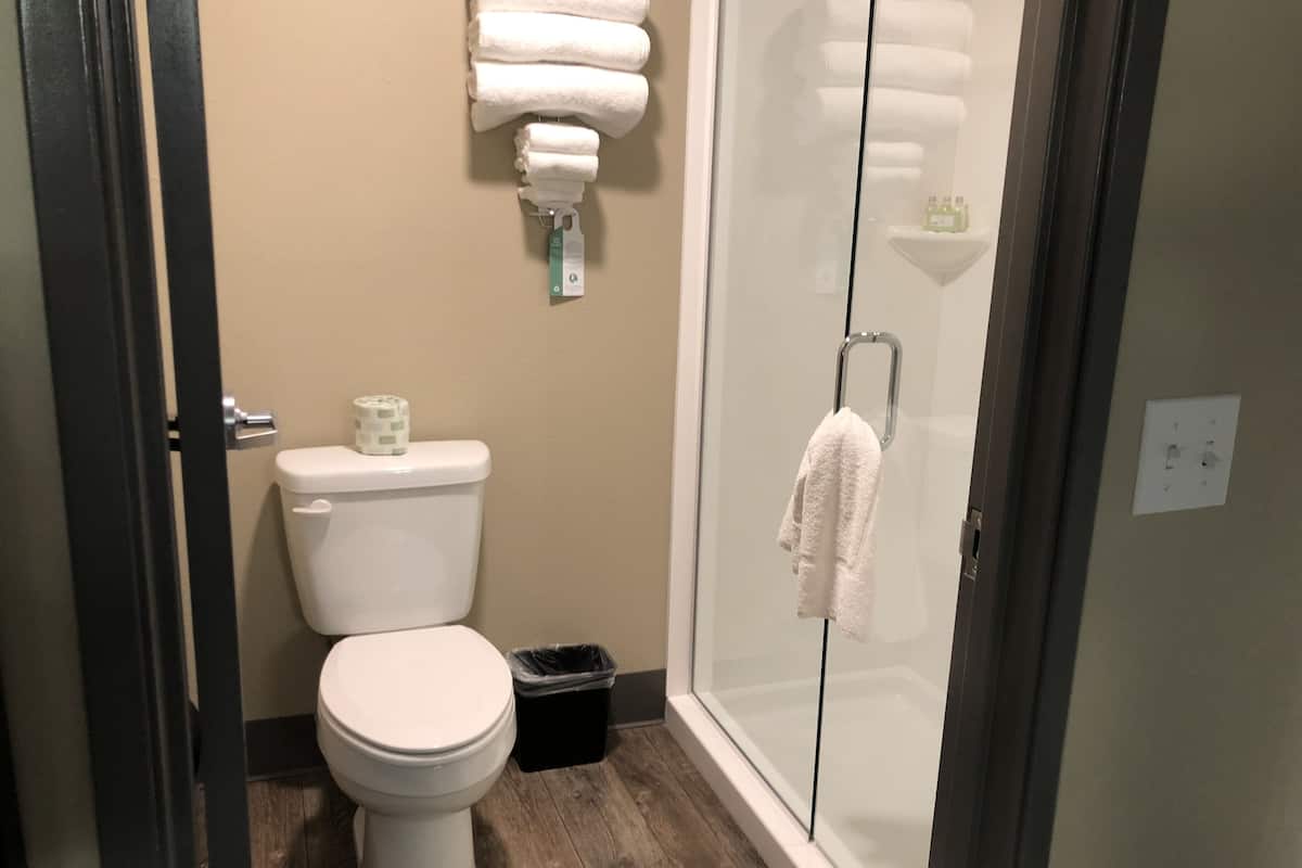 free toiletries, hair dryer, towels, soap