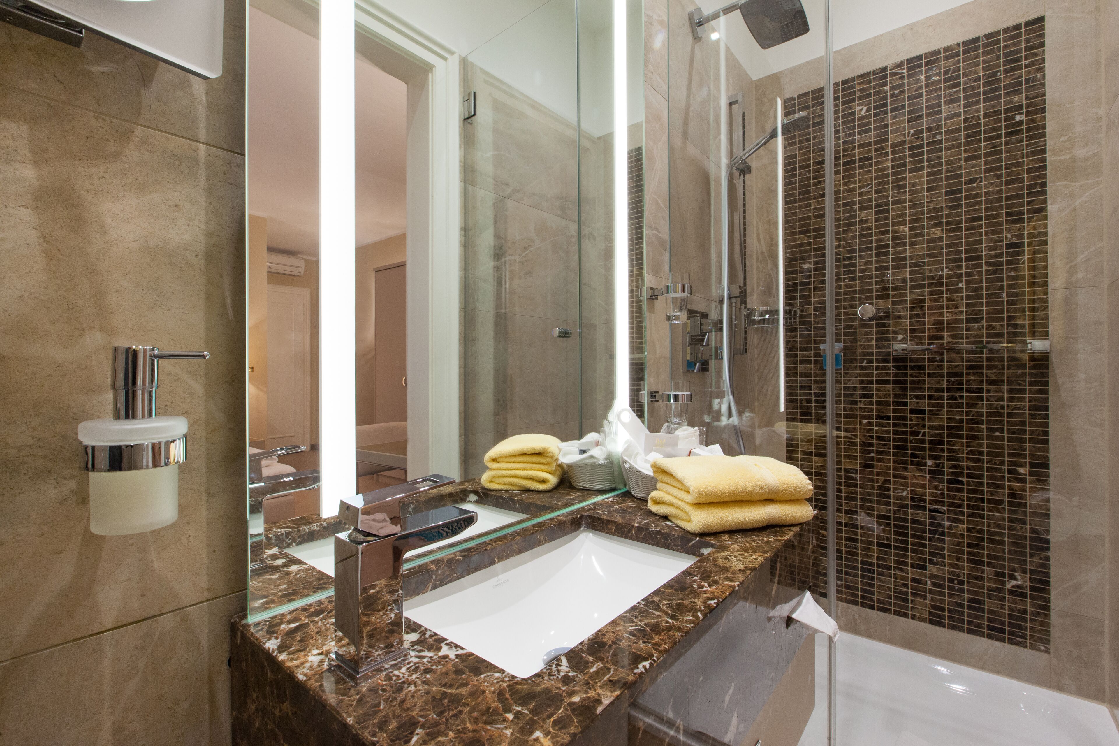 free toiletries, hair dryer, towels