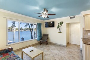 42-inch Smart TV with cable channels, TV, DVD player