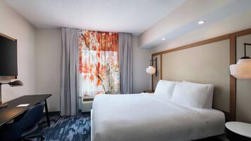 Premium bedding, pillowtop beds, desk, iron/ironing board