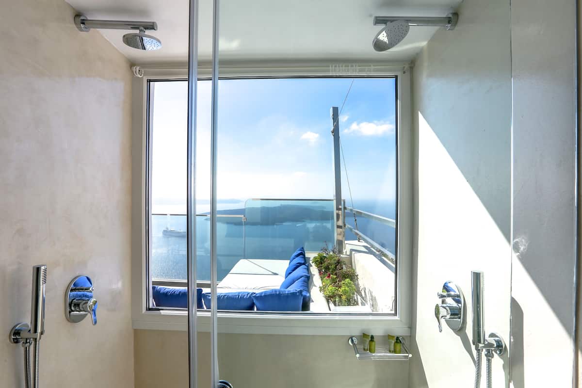 superior suite, terrace, ocean view | bathroom shower