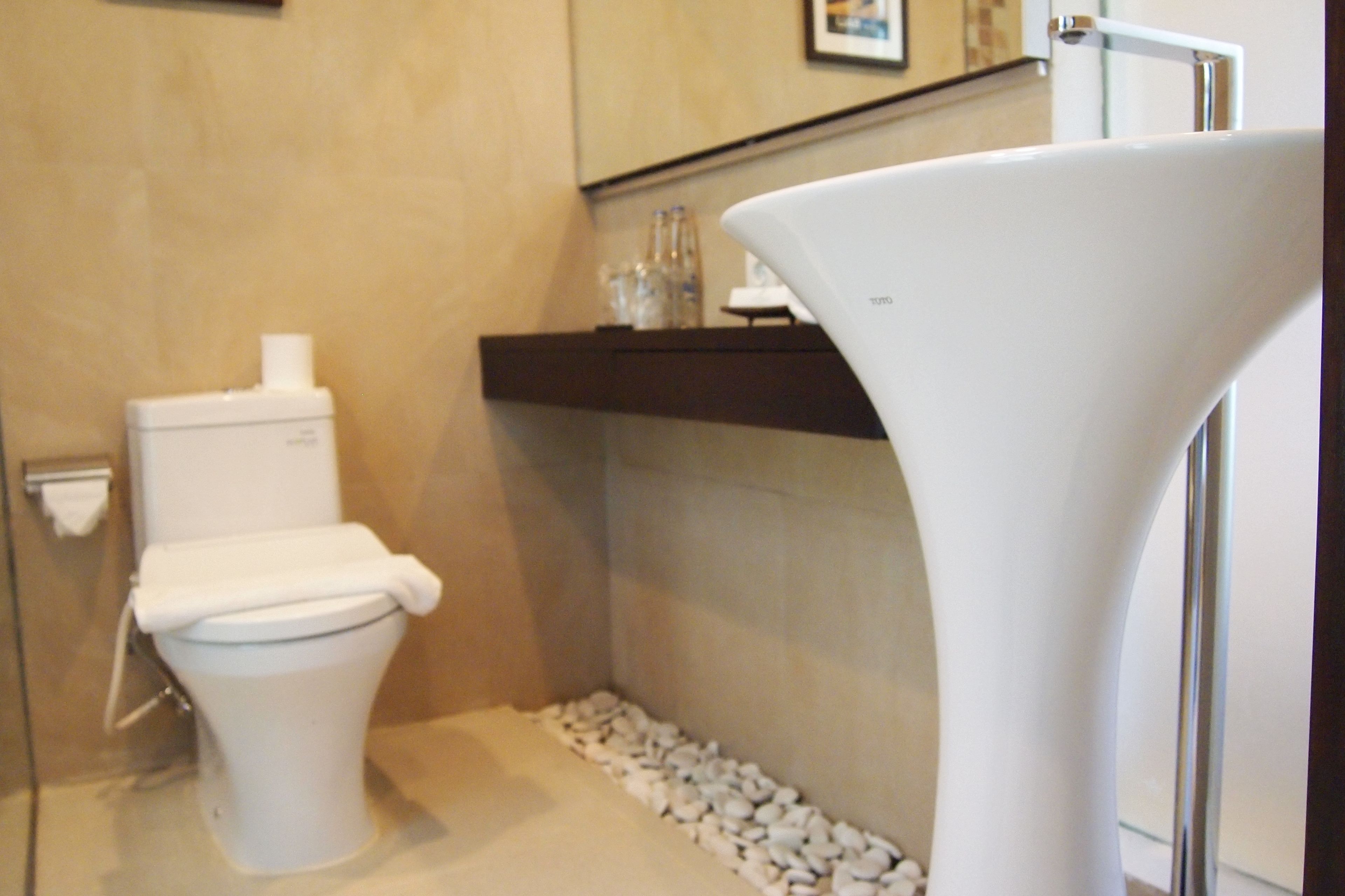 deluxe double room | bathroom | shower, free toiletries, hair dryer, slippers