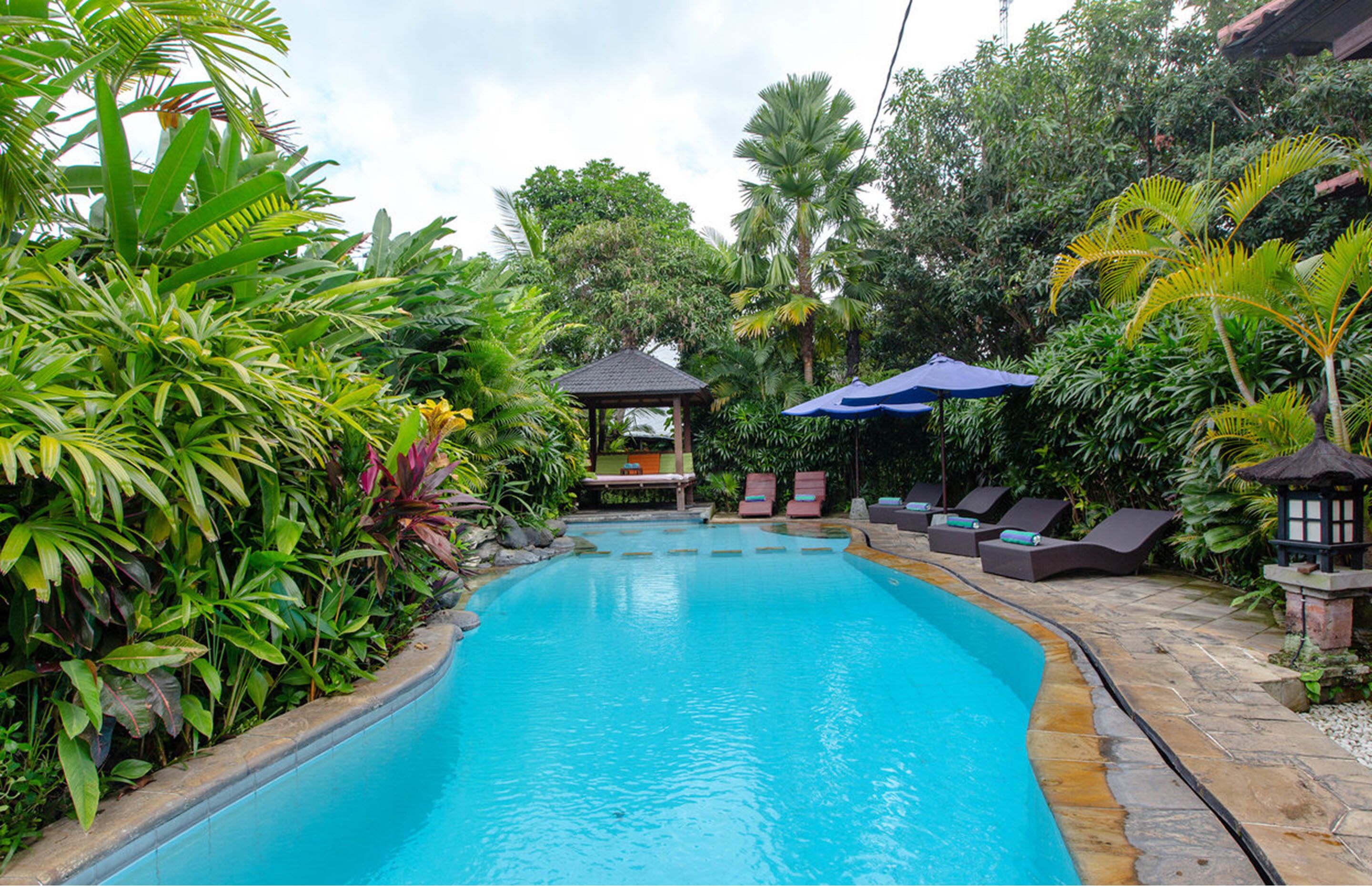 deluxe double room | outdoor pool | outdoor pool, pool loungers