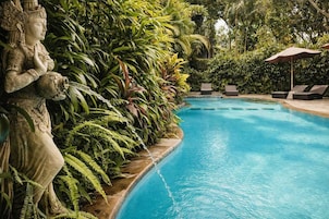Outdoor pool, pool loungers